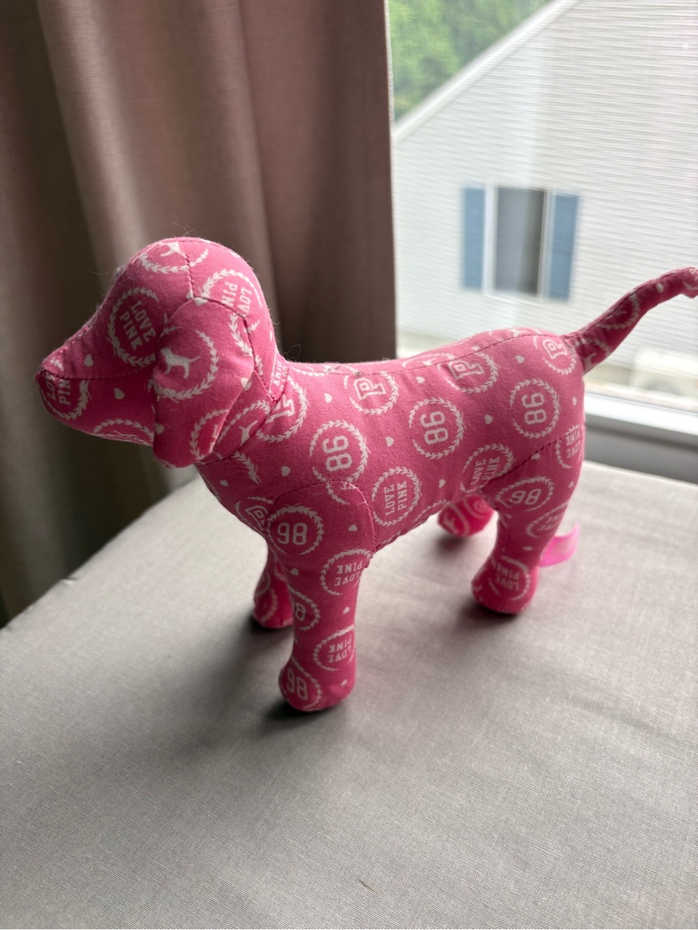 PINK Victoria's Secret Hot Pink Logo Plush Dog RARE